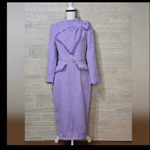 NWT Stylewe Lavender Belted Bow Midi Dress Modest Easter Church Cottagecore